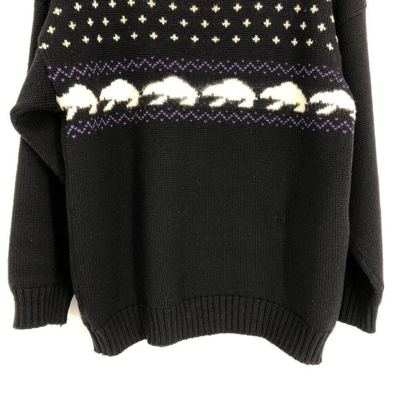 Cappello Black ugly / grandma christmas sweater w/snowflakes &  polar bears M - Picture 5 of 14